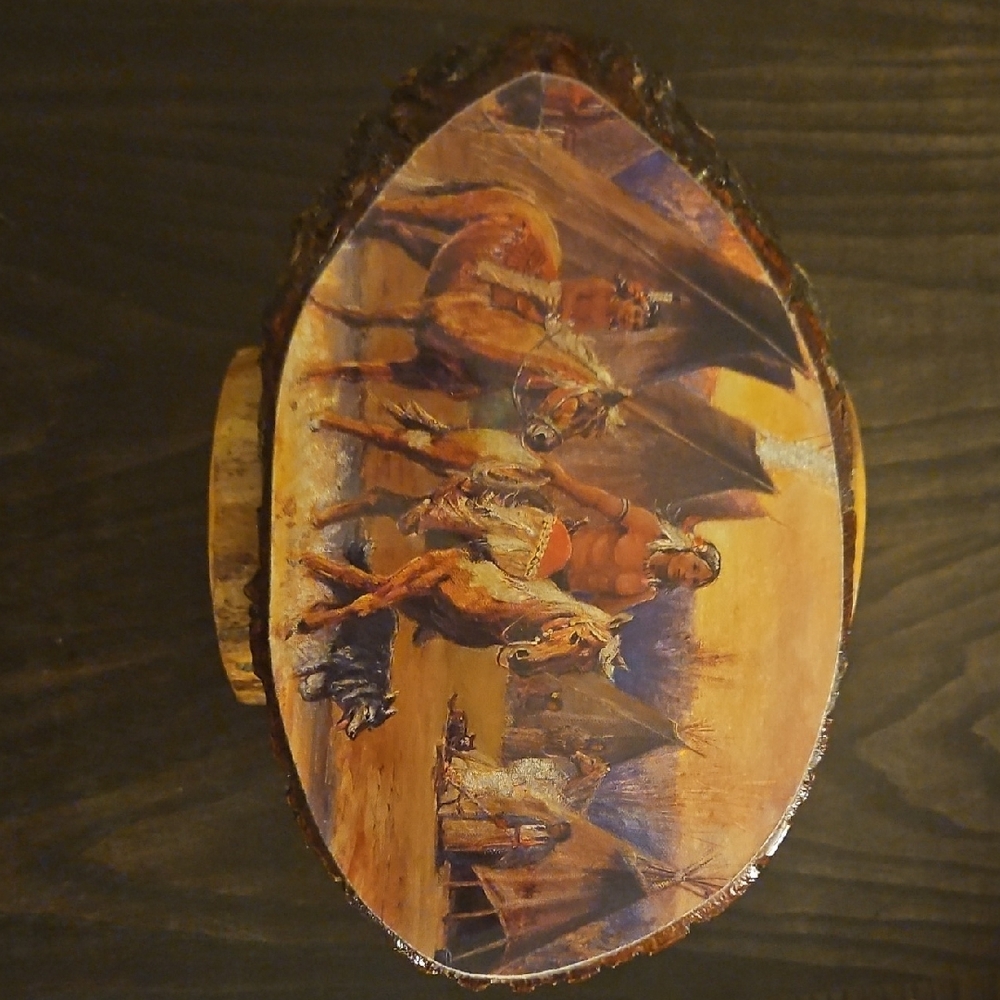 Rustic Western Wall Art with Native American Scene